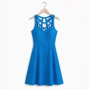 Guess Blue Fit & Flare Dress Size 8 Sleeveless Crisscross Bodice Lined
